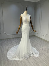 Ostty Floral Lace Spaghetti Strap Wedding Dress with Train OST-FL004-25 (Wholesale)